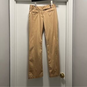 Ann Taylor Loft Womens 6 Tan Pants Double Button Closure Cotton Stretch Wide Leg